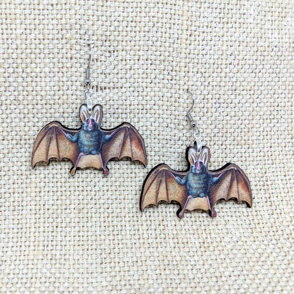 Bat Earrings / Chiroptera Earrings / Flying Black Bat / Animal Jewelry / Hypoallergenic / Bat Jewelry / Bat Accessory / Creepy Earrings