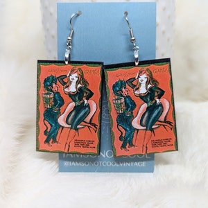 Vintage Valentine Earrings / Galentine's Day Gift / Sexy Valentine / Creepy Valentine Jewelry / Lady Krampus Valentine Gift / Weird Earrings image 3
