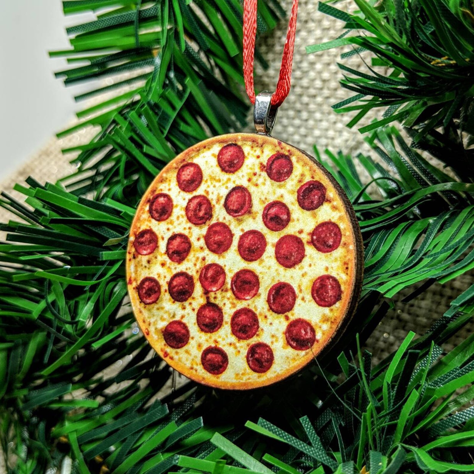 Pizza Ornament / Laser Cut Wood Ornament / Handmade Ornament / | Etsy