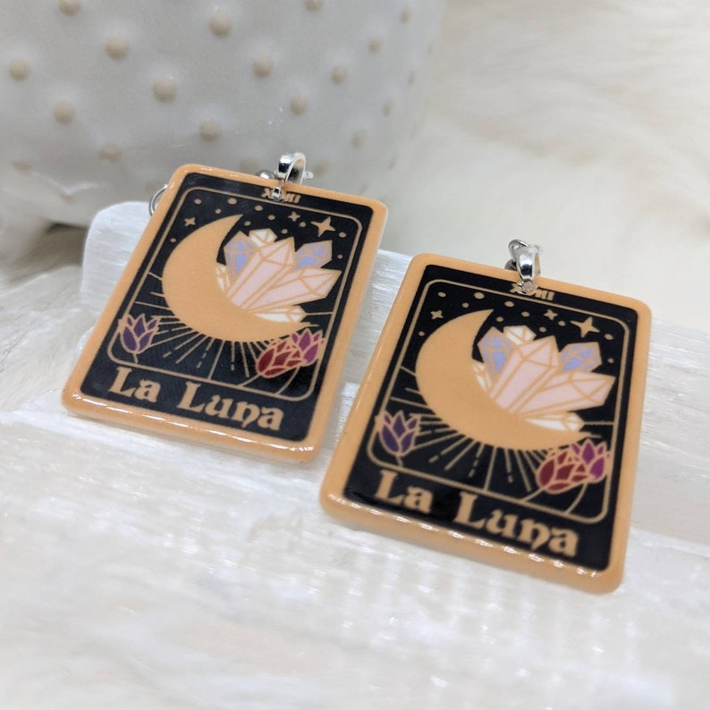 Tarot Earrings / La Luna Earrings / Resin Earrings / Dangle Earrings / Lightweight Earrings / Summer Jewelry / Boutique Jewelry image 2