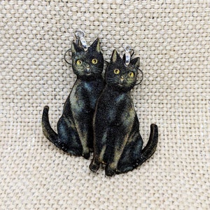 Black Cat Earrings / Kitty Earrings / Cat Gift / Good Luck Earrings / Hypoallergenic / Cat Jewelry / Full Body Cat / Halloween Earrings image 2