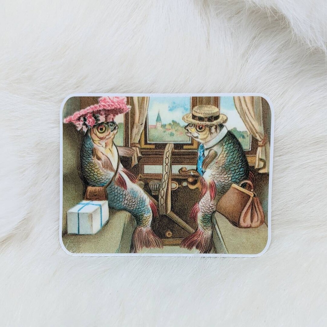 Retro Fish Sticker Vintage Fish Sticker / Vintage Train Sticker / Water Bottle Sticker ...