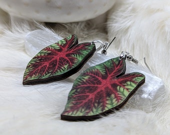 Leaf Earrings / Plant Earrings / Laser Cut Wood Earrings / Plant Lady Gift / Leaf Jewelry / Plant Jewelry