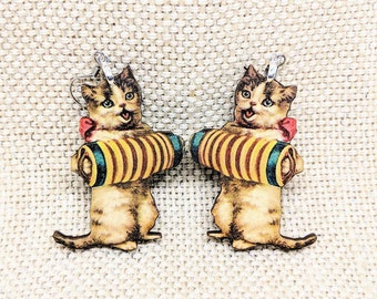 Accordion Cat Earrings / Cat Earrings / Cat Gift / Kitten Earrings / Hypoallergenic / Cat Jewelry / Cat Jewelry / Teacher Gift / Cat Lady