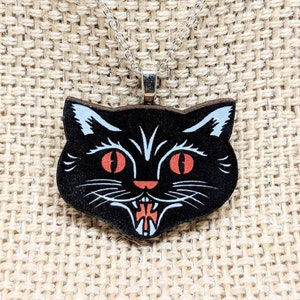 Cat Pendant Necklace / Halloween Necklace / Black Cat Necklace / Black Cat Jewelry / Halloween Jewelry / Cat Jewelry / Cat Accessory