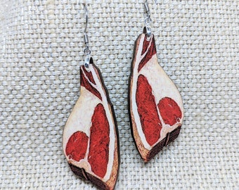 Raw Steak Earrings / Sirloin Earrings / Meat Earrings / Meat Gift / Vintage Butcher Cut Earrings / Butcher Earrings / Beef Earrings