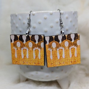 Klimt Golden Girls Earrings / Klimt Earrings / Laser Cut Earrings / Art Teacher Gift / Vintage Art Earrings / Woman Empowerment Jewelry image 3
