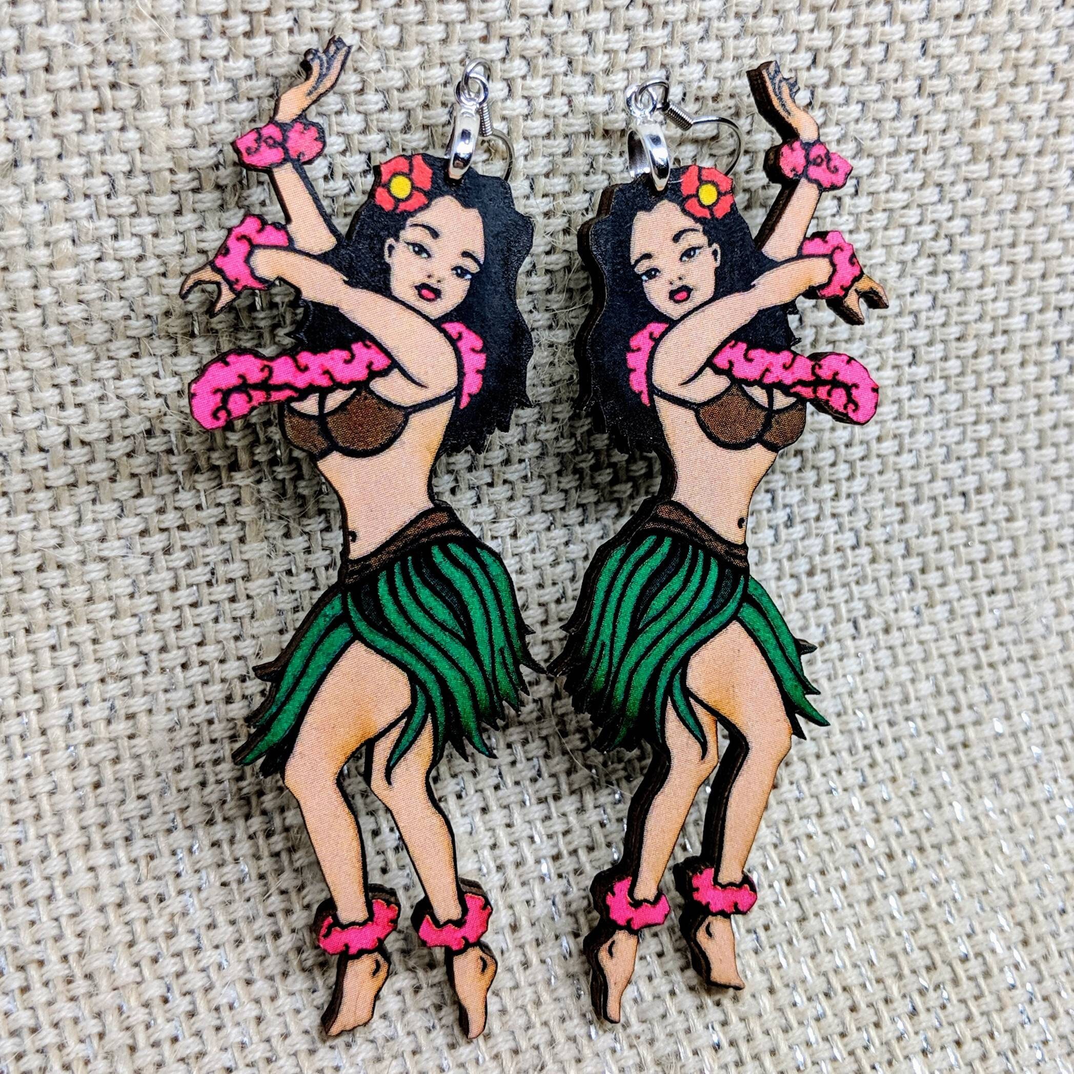 Hula Dancer Earrings / Vintage Tattoo / American Traditional Etsy