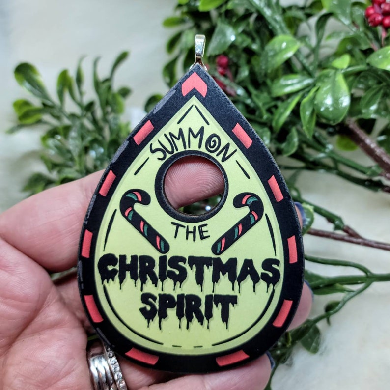 Creepy Christmas Ornament / Summon the Christmas Spirit / Creepy Ornament / Goth Christmas Gift / Laser Cut Wood image 1