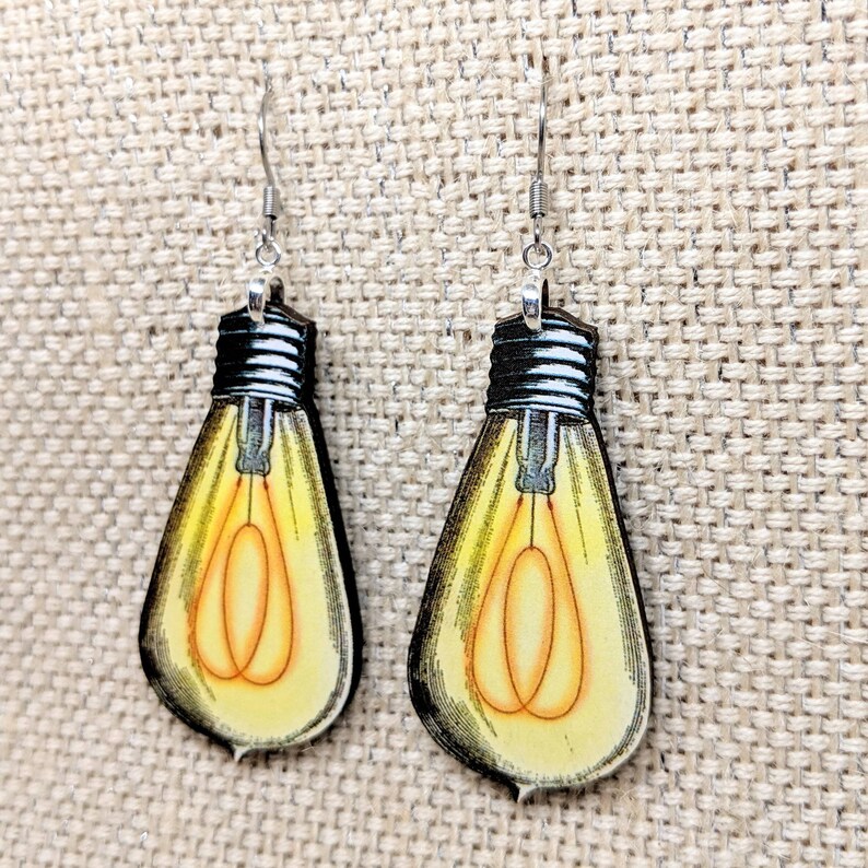 Light Bulb Earrings / Great Idea Earrings / Lights on Earrings Etsy