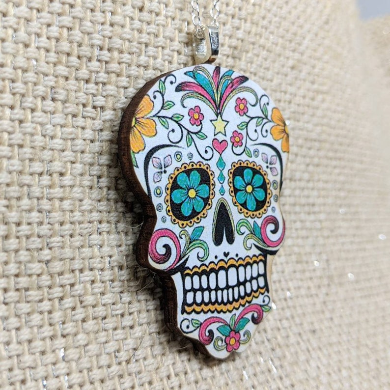 Sugar Skull Pendant / Sugar Skull Necklace / Day of the Dead Etsy