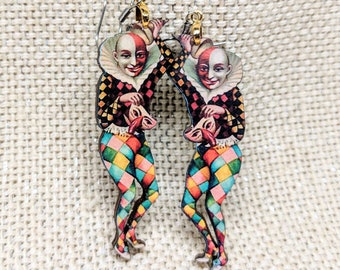 Boucles d’oreilles clown effrayant / Boucles d’oreilles de cirque / Boucles d’oreilles Jester / Bijoux de cirque / Hypoallergénique / Bijoux d’Halloween / Bijoux effrayants