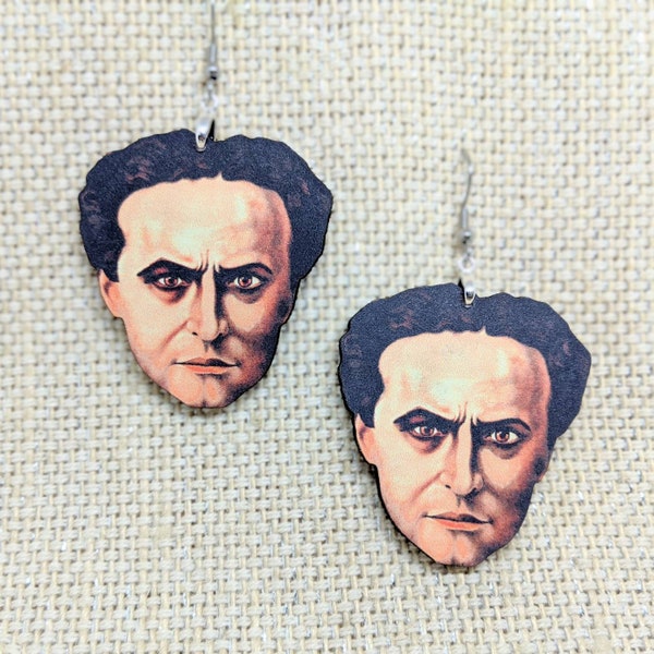 Houdini Earrings / Houdini Head Earrings / Hypoallergenic / Halloween Jewelry / Creepy Jewelry / Weird Earrings