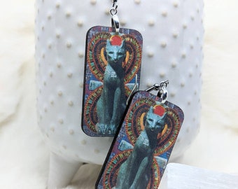 Egyptian Cat Earrings / Egyptian Earrings / Cat Earrings / Hermetic Earrings / Occult Earrings / Kitty Earrings / Egyptian Mythology