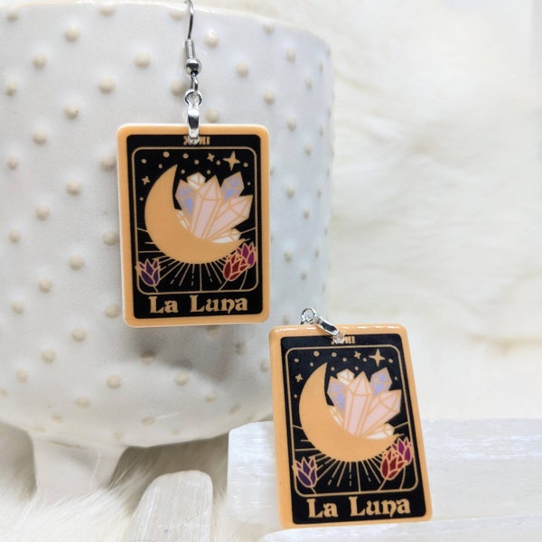 Tarot Earrings / La Luna Earrings / Resin Earrings / Dangle Earrings / Lightweight Earrings / Summer Jewelry / Boutique Jewelry