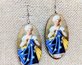 Boucles d’oreilles Betsy Ross / Boucles d’oreilles drapeau américain / boucles d’oreilles vintage / Hypoallergéniques / boucles d’oreilles Image vintage