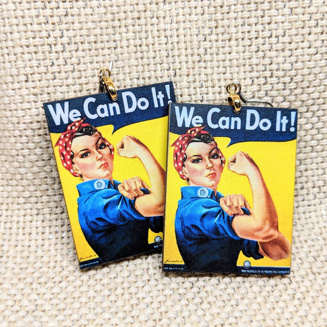 Rosie the Riveter Earrings Vintage Feminist Earrings Vintage