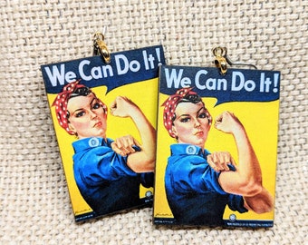 Rosie the Riveter Earrings / Vintage Feminist Earrings / Vintage Women's Rights / Hypoallergenic / Feminist Jewelry