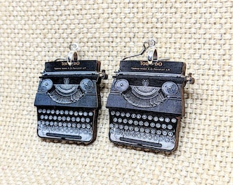 Typewriter Earrings / Typewriter Jewelry / Vintage Typewriter Royal Typewriter / Author Gift / Writer Gift / Laser Cut Wood Earrings