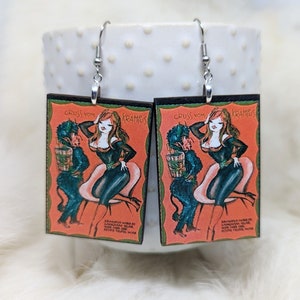 Vintage Valentine Earrings / Galentine's Day Gift / Sexy Valentine / Creepy Valentine Jewelry / Lady Krampus Valentine Gift / Weird Earrings image 4