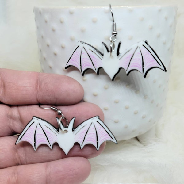 Bat Earrings / Pastel Bat Goth Earrings / Witchy Vibes / Occult Earrings / Halloween Earrings / Double Sided / Witchy Earrings