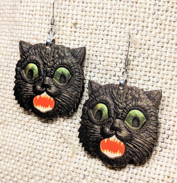 Halloween Black Cat wall art Scaredy Cat Wall Decor 2d animal