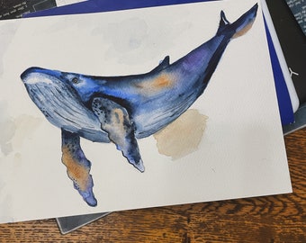 Whale watercolour painting