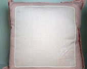 Pink Rose Cottage Chic Vintage Hankie Pillow