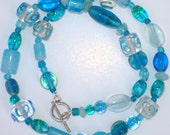 Aqua Mix Glass Bead Necklace