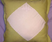 Green Vintage Hankie Pillow