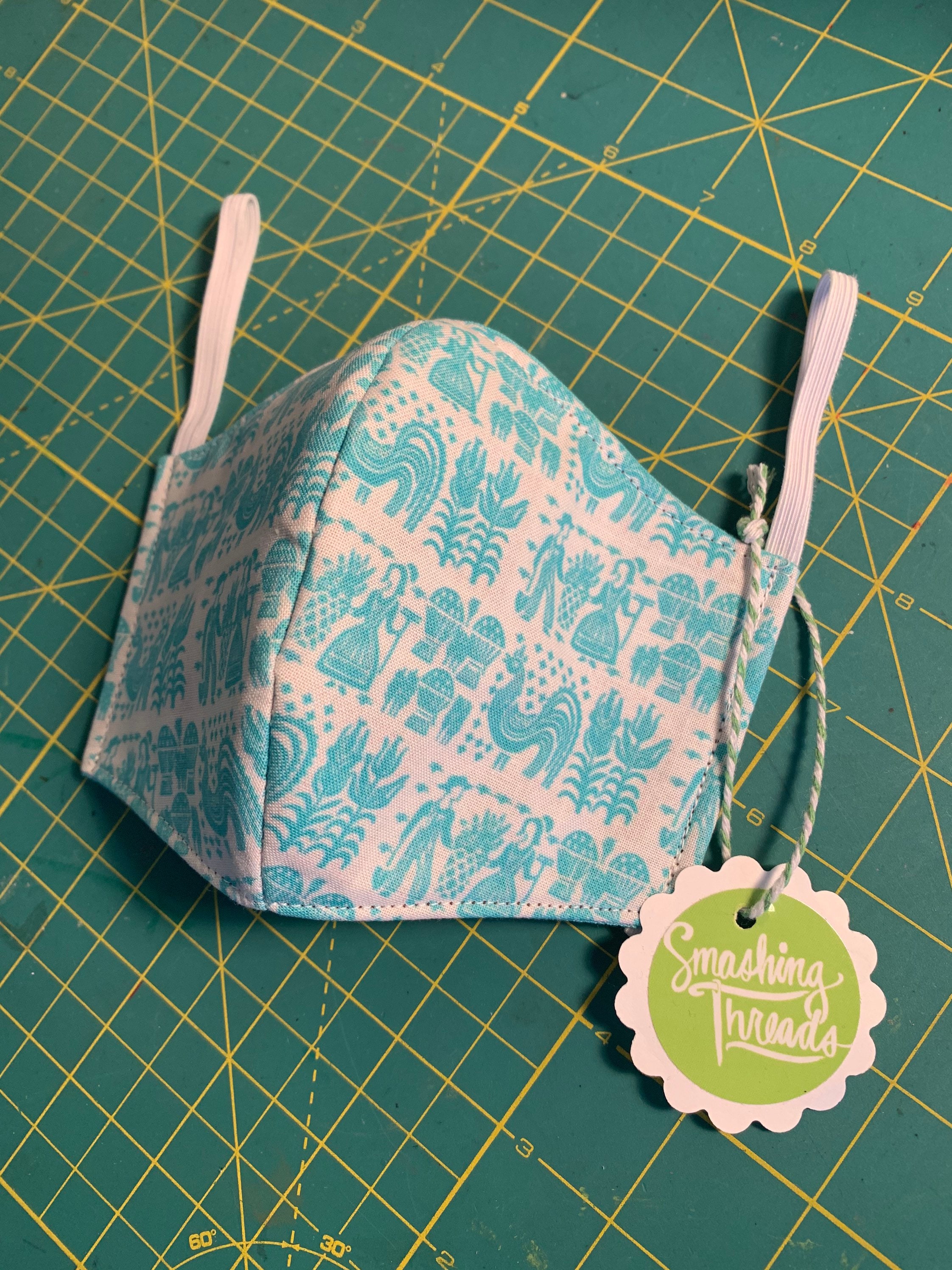 Turquoise Pyrex Butterprint Face Mask