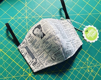 Vintage Newspaper Face Mask