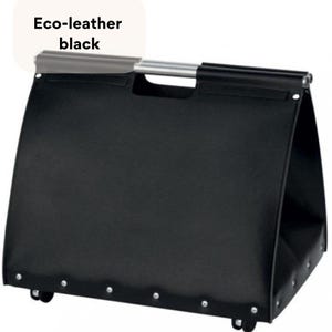 Firewood Bucket on Wheels, Stylish Wooden Firewood Holder, Eco-Leather Storage Bin for Fireplace,Modern Firewood Carrier,Portable Log Basket
