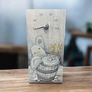 Cute Unique Design Sauna Thermometer | Birch Plywood | Sauna Accessories, Sauna Mayuri, sauna decor