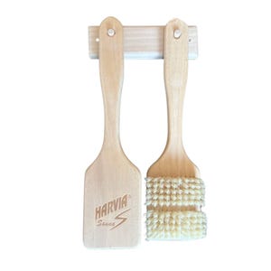 Holzkörperbürsten-Set - 2 Naturborsten + Wandhalterung | Trockenbürsten Spa-Geschenk | Umweltfreundliche Hautpflege-Werkzeuge