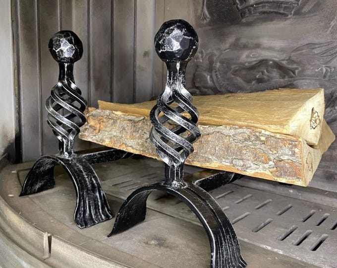 Antique Steel Fireplace Andirons, Vintage Fireplace Decor - Etsy