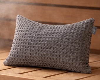 Bastukudde i våffelbomull – Bastukudde för bänk – Bastuhuvudstöd – Spa-tillbehör – Present till honom henne – Finsk bastutextil