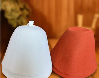 Handmade Wool Felt Sauna Hat – Natural Spa Accessory