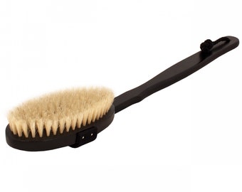 Long Handle Body Brush – Natural Bristles Back Scrubber, Exfoliating Spa Brush
