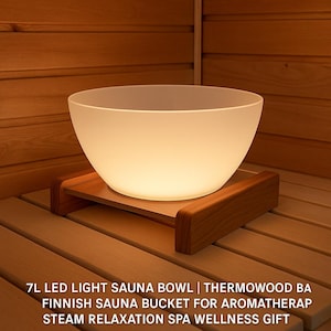 7L led-saunakom | Thermohouten basis | Finse saunaemmer voor aromatherapie Stoomontspanning Wellnesscadeau