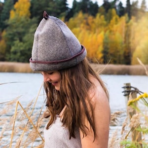 Sombrero de sauna, sombrero de sauna 100% lana, gran regalo de sauna, accesorios de sauna finlandeses, bonito sombrero de fieltro, diseño escandinavo, lindo regalo de Navidad