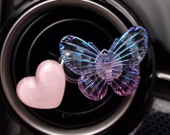 Car vent clip, car charms, new driver gift, car accessory, Heart car charm, Butterfly vent clip, car decor, driver gift, kawaii car