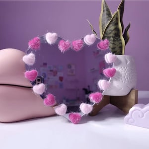 Heart Mirror, Makeup Mirror, Girl Gift, Cute Vanity Accessory, Cosmetic Mirror, mirror wall decor, dressing table mirror, pink room mirror