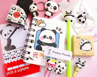 Panda briefpapier, Panda Washi Tape, Panda Sticky Notes, Panda fan, Panda Stickers, Panda Briefpapier bundel, Panda aanwezig, Panda cadeau