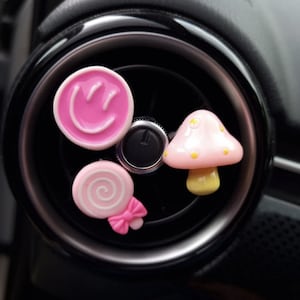 Car vent clip, car charms, new driver gift, car accessory, Mushroom car charm, Smiley face vent clip, car decor, driver gift, lollipop
