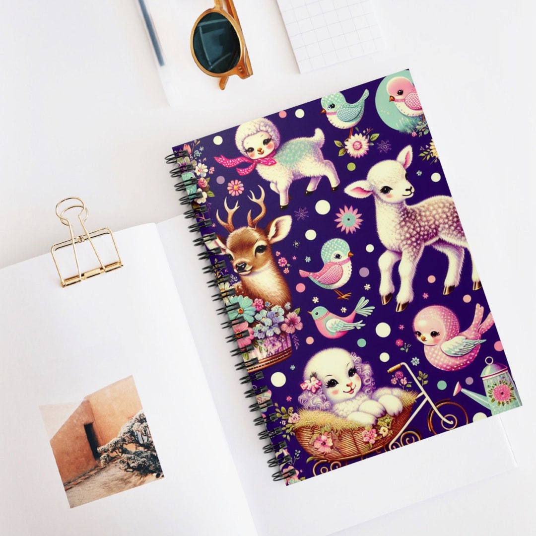 RETRO KITSCH 118-page Spiral Notebook, Ruled Line Writing Note Book ...