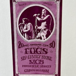 Gary Grimshaw Fugs Sly and the Family Stone Grande Ballroom 1968 Original Postkarte