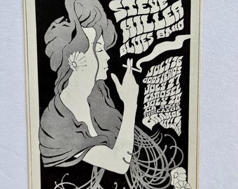 Carte postale originale Steve Miller Blues Band Grande Ballroom 1968 Carl Lundgren