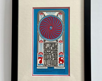 Carte postale encadrée Grateful Dead Jefferson Airplane Winterland 1966 BG-30 Wes Wilson