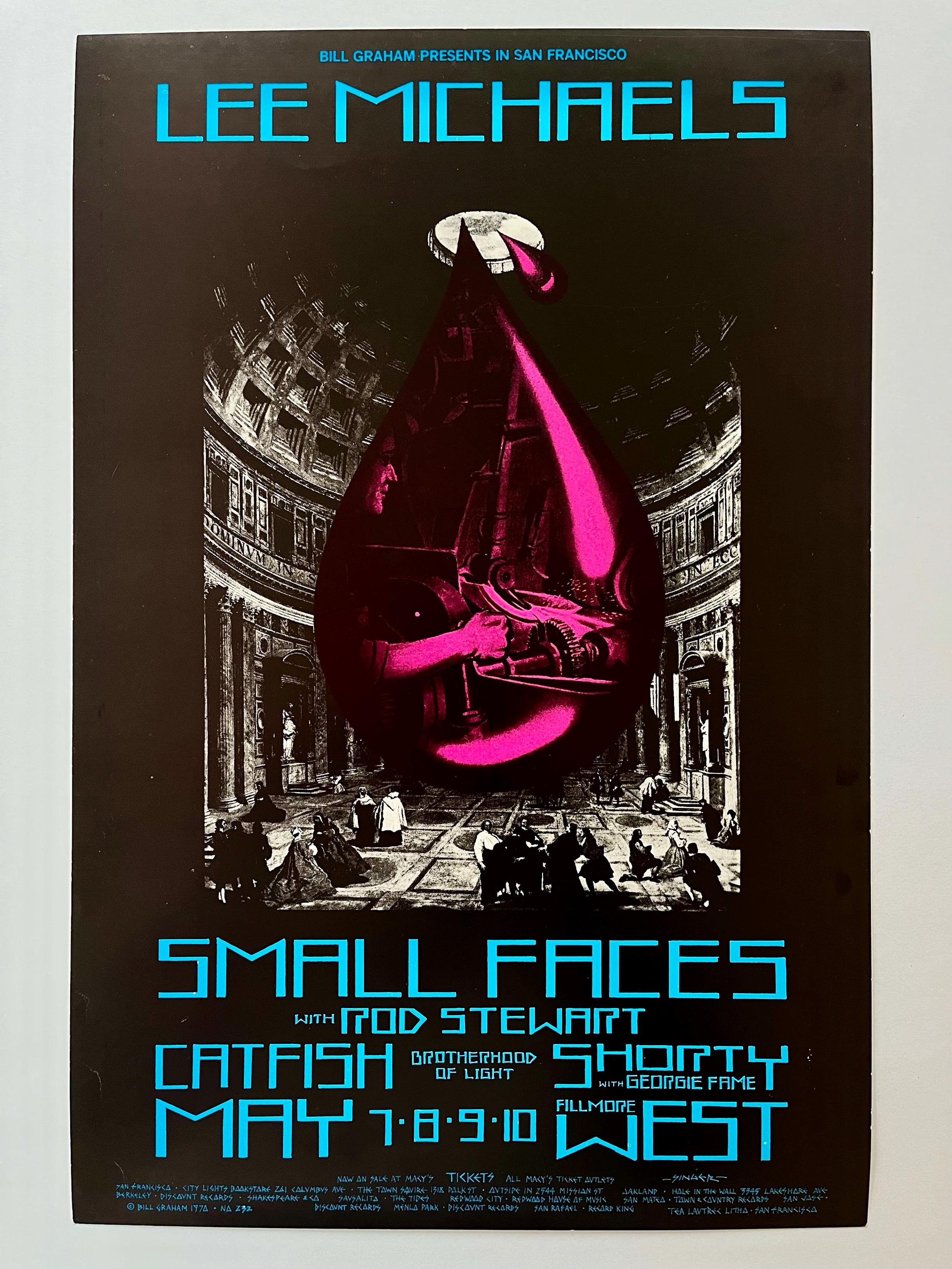 Lee Michaels Fillmore West ポスター Lee Michaels Small Faces Fillmore West 1970 BG-232 David Singer